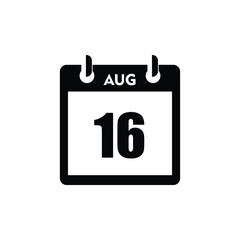 calender icon, 16 august icon with white background