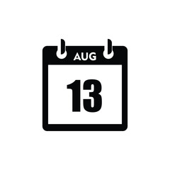calender icon, 13 august icon with white background