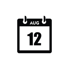 calender icon, 12 august icon with white background
