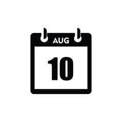 calender icon, 10 august icon with white background