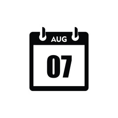 calender icon, 07 august icon with white background