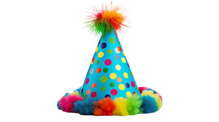 Colorful Party Hat with Rainbow Pom Poms for Festive Celebrations