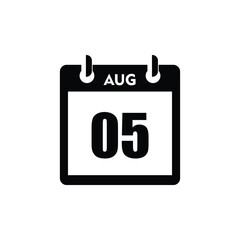 calender icon, 05 august icon with white background