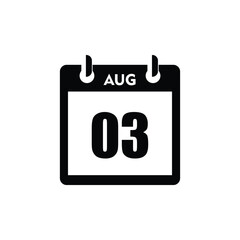 calender icon, 03 august icon with white background