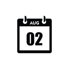 calender icon, 02 august icon with white background