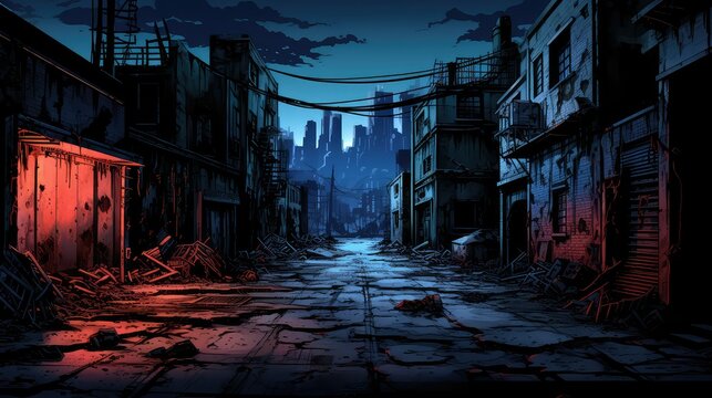 neon comic book city background