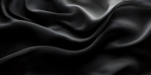 Fototapeta premium Elegant black fabric drapes, studio shot, luxurious texture, design background