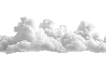 A close-up of soft, puffy white clouds glowing in the gentle light of a late afternoon sun on transparent png background. Ai generated