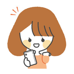 スマホを持つ女性_喜ぶ表情