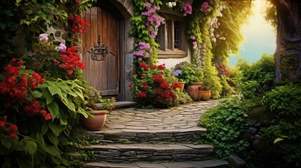 Naklejka premium path door step