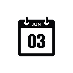 calender icon, 03 june icon with white background