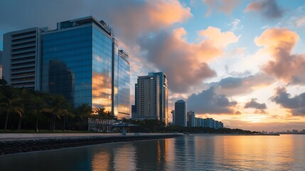 Fototapeta premium sunset over the city