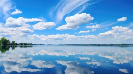 Fototapeta premium reflection blue cloudy sky