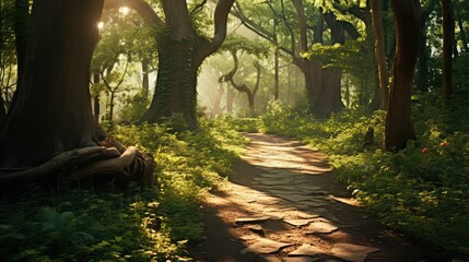 Obraz premium trees wood path