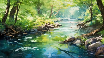 Obraz premium forest water color water