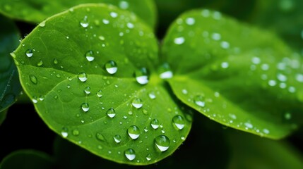 Fototapeta premium sunlight water drops green