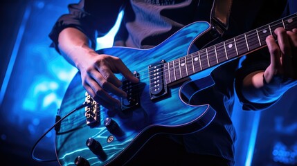Obraz premium strings blue electric guitar