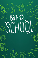 Back to school. Vector banner with copy space. illustration with doodle elements