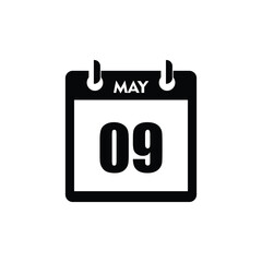 calender icon, 09 may icon with white background