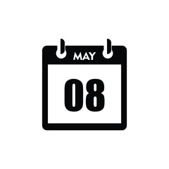 calender icon, 08 may icon with white background