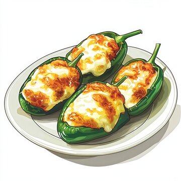 stuffed peppers on plate, green, cooked clip art preview