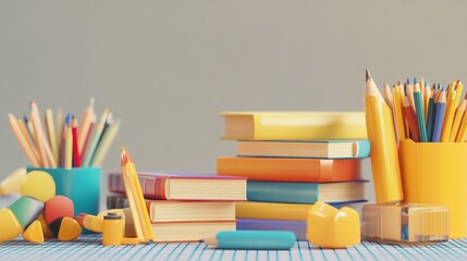 Fototapeta premium Colorful school supplies and books.