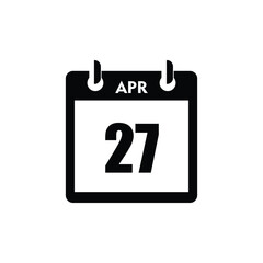 calender icon, 27 april icon with white background