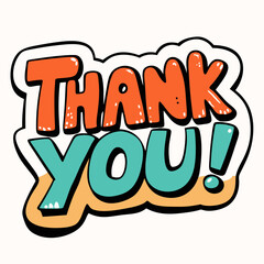 Expressive THANK YOU Sticker on White - Perfect for Any Occasion