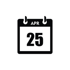 calender icon, 25 april icon with white background