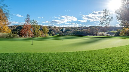 Artificial Turf Putting Green Autumn Landscape