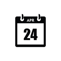 calender icon, 24 april icon with white background