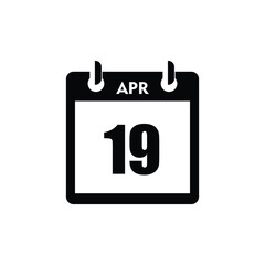 calender icon, 19 april icon with white background