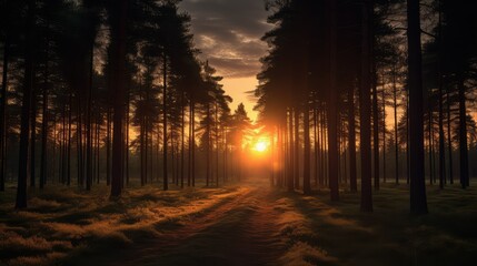 Obraz premium light sunset with trees