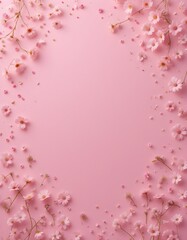 Fototapeta premium Pink Floral Frame with Copy Space on Pastel Background