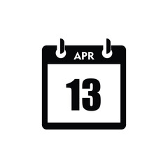 calender icon, 13 april icon with white background