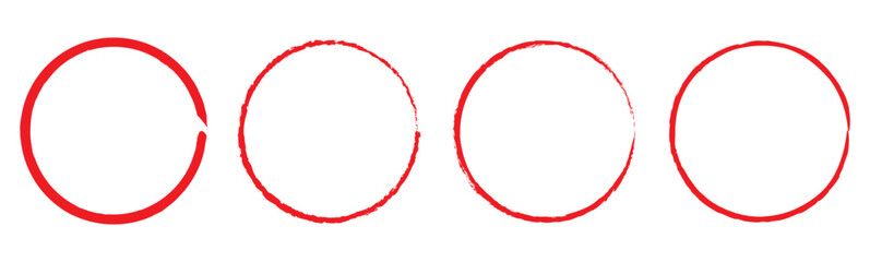 Red circle brush stroke vector isolated on white background. Red circle brush stroke . Grunge hand drawn circle . Brush circles. grunge circles. Brush circles 