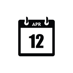 calender icon, 12 april icon with white background