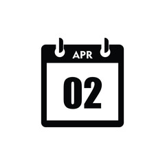calender icon, 02 april icon with white background