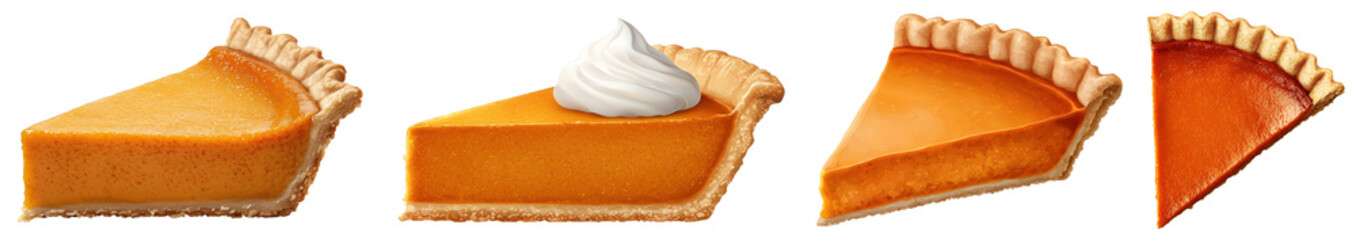 Slices Of Pumpkin Pie With Whipped Cream