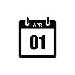 calender icon, 01 april icon with white background