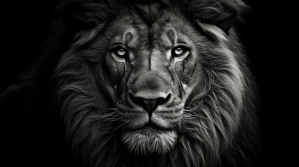 majestic lion head black and white