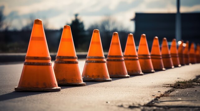 warning small orange cones