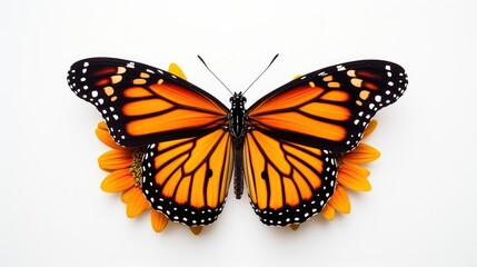 Fototapeta premium contrast butterfly monarch white background