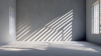 Sunlit Minimalist Room: 3D Render of Light and Shadow AI Generated