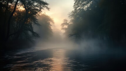 Obraz premium mysterious fog over water