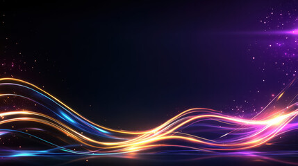 Naklejka premium Vibrant waves of light create stunning gradient effect on dark background