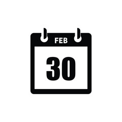 calender icon, 30 february icon with white background