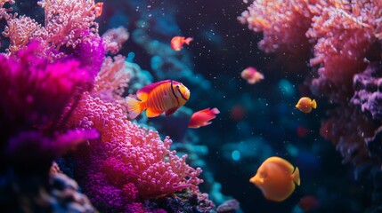 Obraz premium Colorful fish swim through vibrant coral in an underwater world