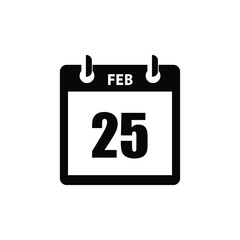calender icon, 25 february icon with white background