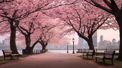 urban pink trees